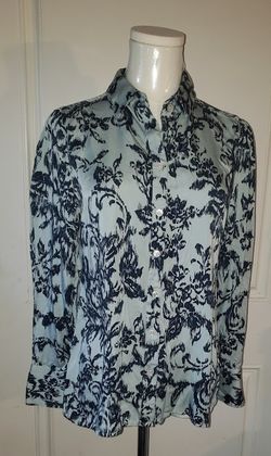 Chico's Blue Long Sleeve Blouse/Top (Size 0)
