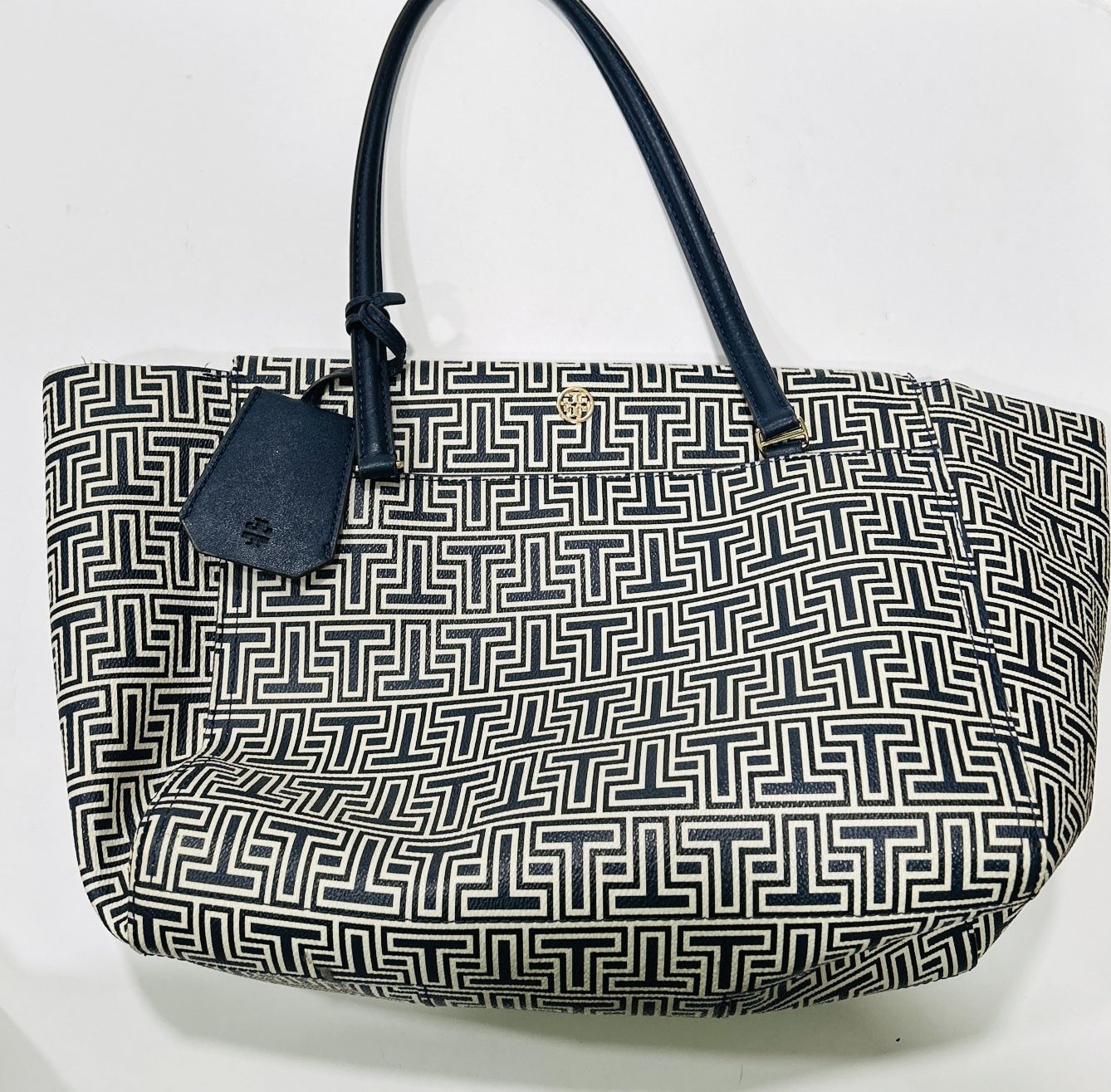 TORY BURCH NavyGeo-T Total Pattern Tote Bag Navy
