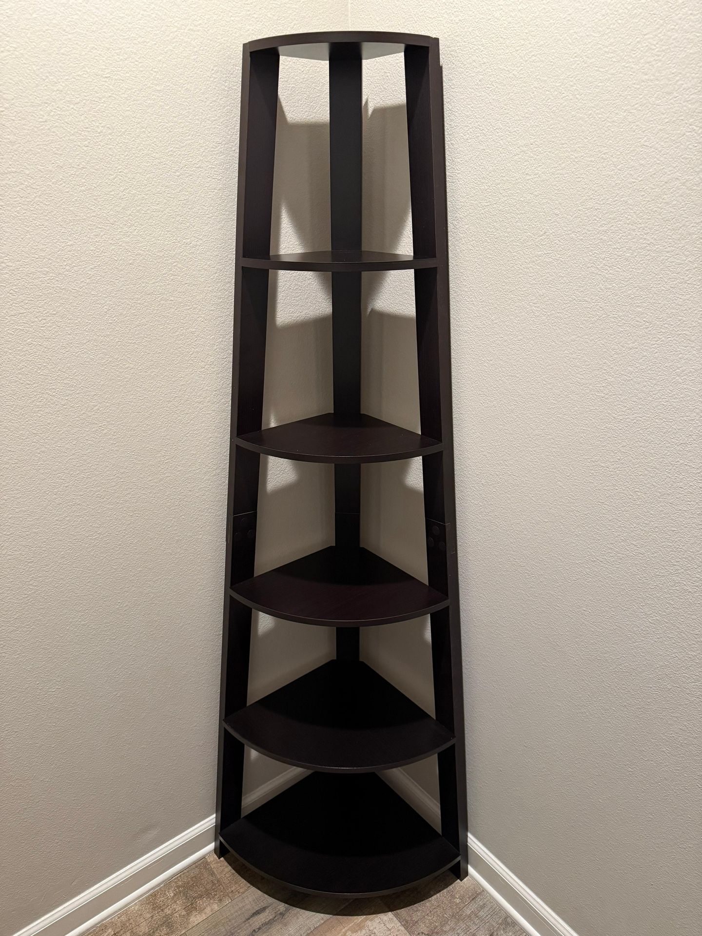 72" Newport 6 Tier Corner Bookshelf Espresso - Breighton Home: Mid-Century Modern, MDF Material