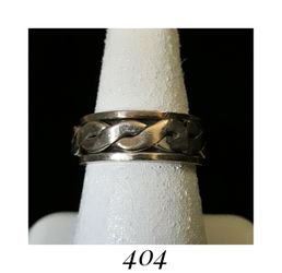 Size 8.5 Solid Sterling Silver Eternity Chain Spinner Ring, Made in Mexico