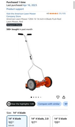 American Lawn Mower 14-Inch 4-Blade Push Reel Mower
