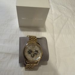 Michael Kors Lexington MK8494 Gold Chronograph Watch 44mm VG  