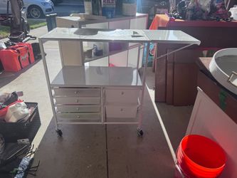 Craft table with supplies