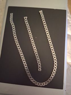 Mens Stainless Steel Chain And Bracelet Set