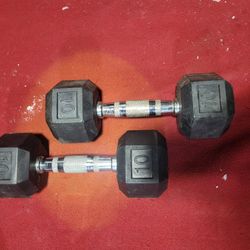 SET OF 10LB RUBBER COATED HEXHEAD DUMBBELLS TOTAL 20LBs 
11525 S HALSTED DUNKIN DONUTS/7111.S WESTERN WALGREENS 
20$  CASH ONLY AS IS 