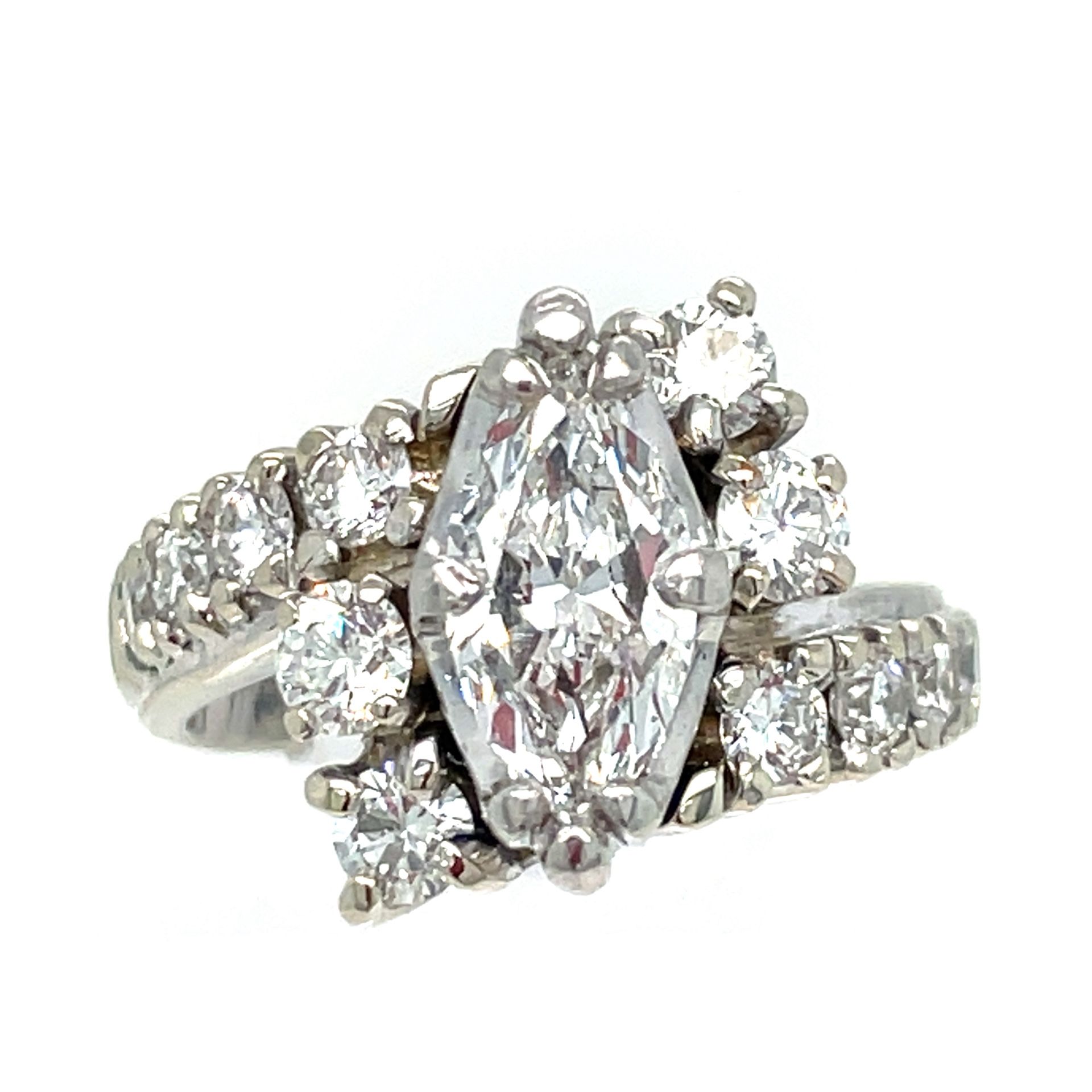 18Kt White Gold Diamond Ring 11.00g 2CTW Size 6 I-1957