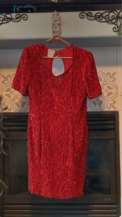 Red sequined dress