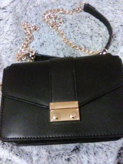 Black gold plated chain purse