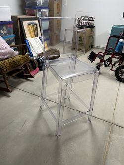 Clear Bar Stools Set Of 2 | Acrylic Modern Chairs 