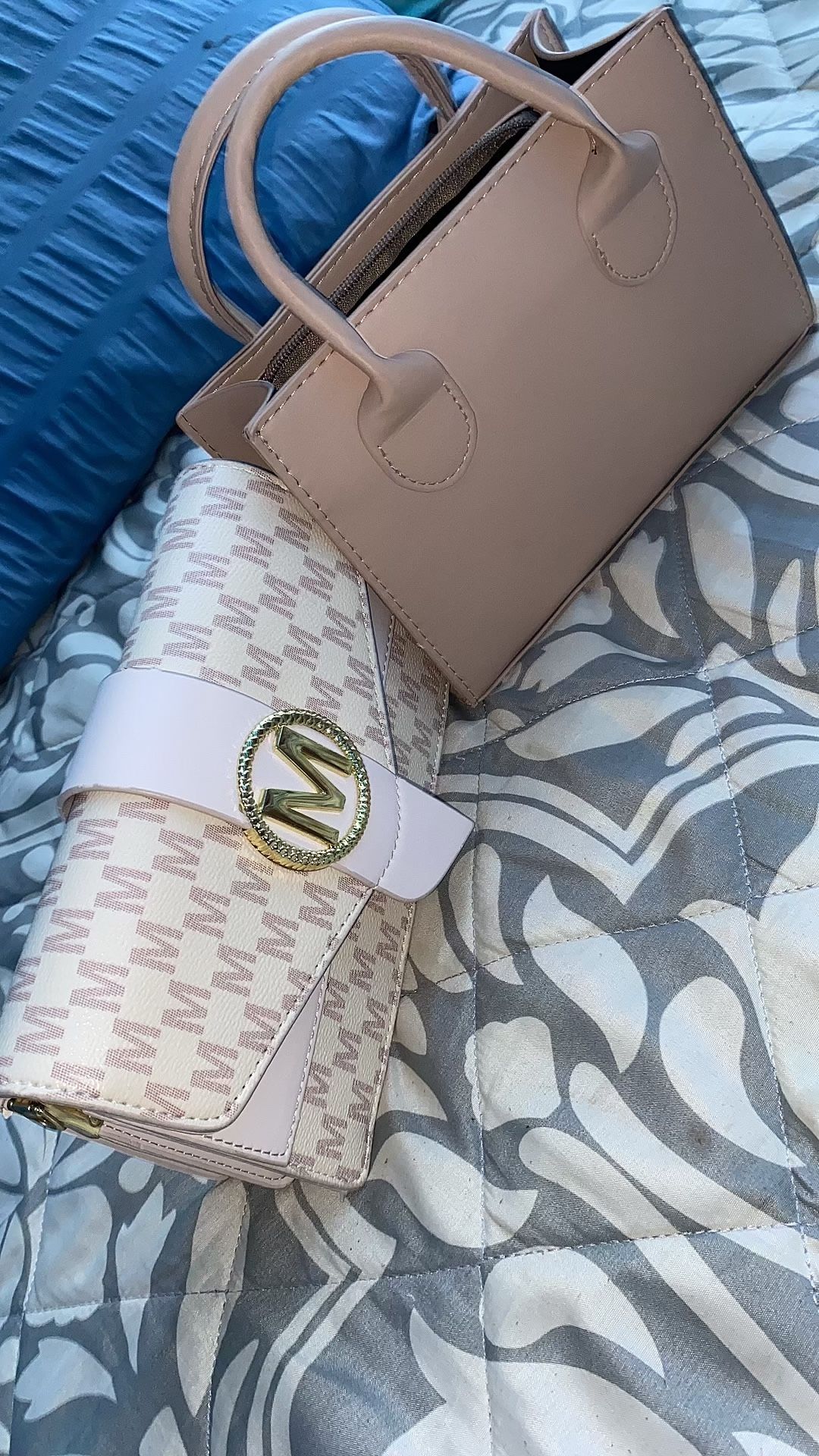 ✨ Chic Neutral Handbag Set – Mini Tote & Matching Clutch✨