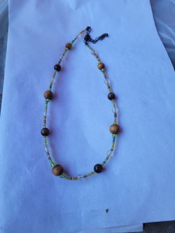 Wood and Seed Bead Necklace