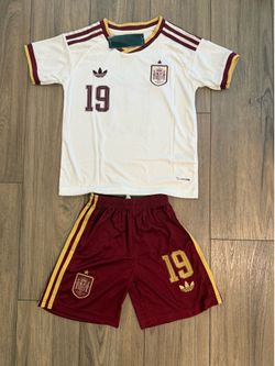 toddler youth Spain Lamine Yamal away white jersey, 2t to youth xl