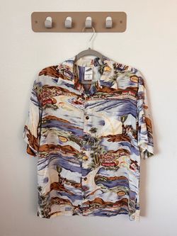 Vintage Warner Bros Taz Hawaiian Shirt Mens Medium Rayon 1999 Looney Tunes