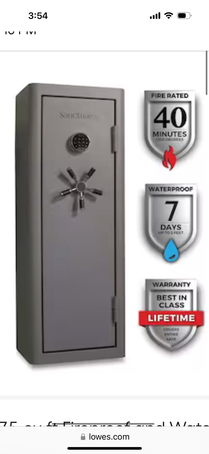 New Sanctuary 7.5-cu ft Fireproof and Waterproof Floor Safe with Electronic/Keypad Lock | Model #SA-IHS5520