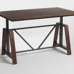 WORLD MARKET Brylan Adjustable Height Industrial Wood Table 