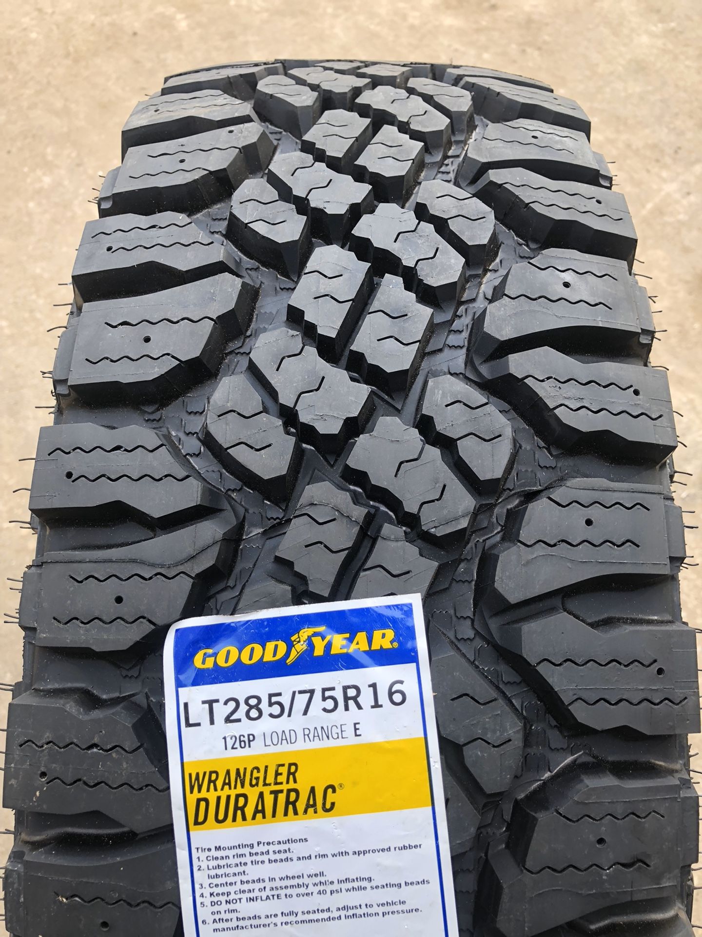 New 285/75r16 Goodyear Duratrac Tires LT285/75R16 Good year Dura trac Tire 285/75/16 All Terrain