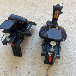 ThrustMaster T1000M dual joysticks WITH Hikig adjustable desk mounts.