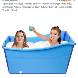 Large Size Portable Ice Bath Tub for Toddler Teenager Twins Pets and Small Adults, Foldable Ice Bath Tub for Both at Home and On The Go (Blue)