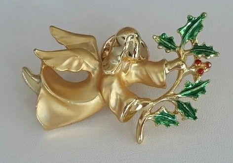 VINTAGE GOLD ANGEL PIN BROOCH GIUSTI