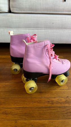 Brand New Pink Quad Roller Skates with Clear Wheels
