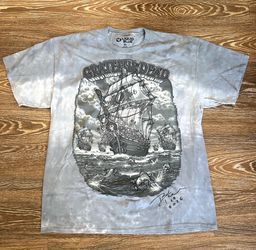 Liquid Blue Grateful Dead Gray Tie Dye Ship of Fools Shirt Size XL SIGNED RARE