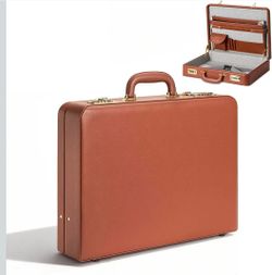 Briefcases for Men, Carrying Case Document Professional Leather Briefcase with Lock, Business Brief Case for 16 Inch Laptop Documents, Durable Executi