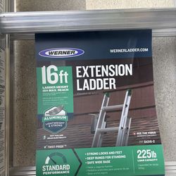 Werner 16 ft. Aluminum Extension Ladder (15 ft. Reach Height) with 225 lb. Load Capacity Type II Duty Rating