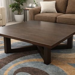 Modern Dark Wood Square Coffee Table 