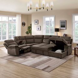 New Large Power Recliner Sectional Sleeper Couch with Chaise! Free Delivery 🚚