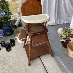 Antique Convertible High Chair 