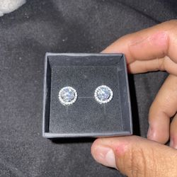 Moissanite Halo Earrings 