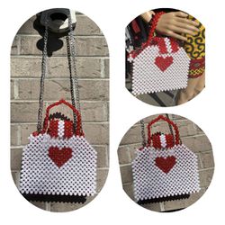 Gorgeous  Hand made Heart beaded Purse