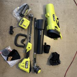 RYOBI 40V HP Brushless 650 CFM 160 MPH Cordless Leaf Blower and Carbon Fiber String Trimmer Kit
