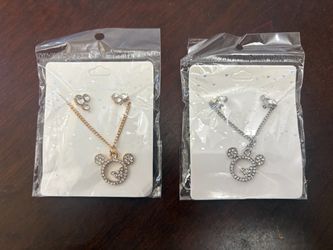 2 Mickey fashion jewelry set (1 gold and 1 silver color)
