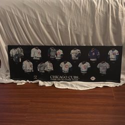 Chicago Cubs Baseball Uniform History Wooden Matted Picture Frame