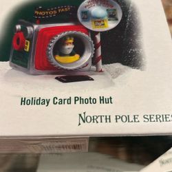 Dept 56. North Pole Village. Holiday Card, Photo Hut.