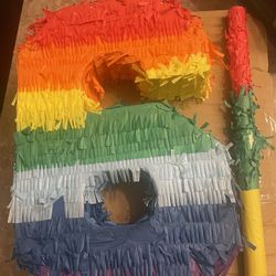 Rainbow 🌈.    Piñata   🪅  Six Birthday 🎉.  6 