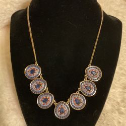 Goldtone Adjustable Necklace With Teardrop Shaped Pendants