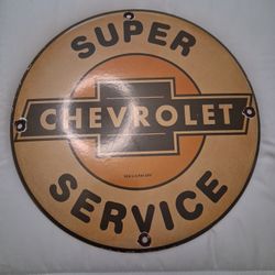 Porcelain Chevrolet Super Service Pub Bar Vintage Style  Garage Man Cave Sign Car Truck 12"....asking $40.00