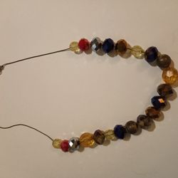 Orange blue gold yellow beaded necklace 