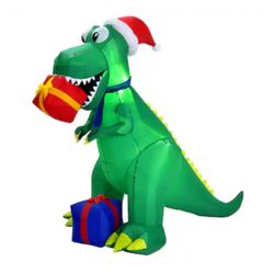 Costway - 6Ft Christmas Inflatable Dinosaur Indoor & Outdoor Christmas Decoration 