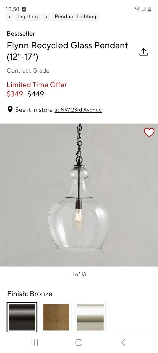 Pottery Barn Flynn Pendant Light