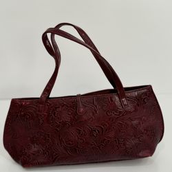 Vintage Victoria’s Secret small maroon embossed floral shoulder bag