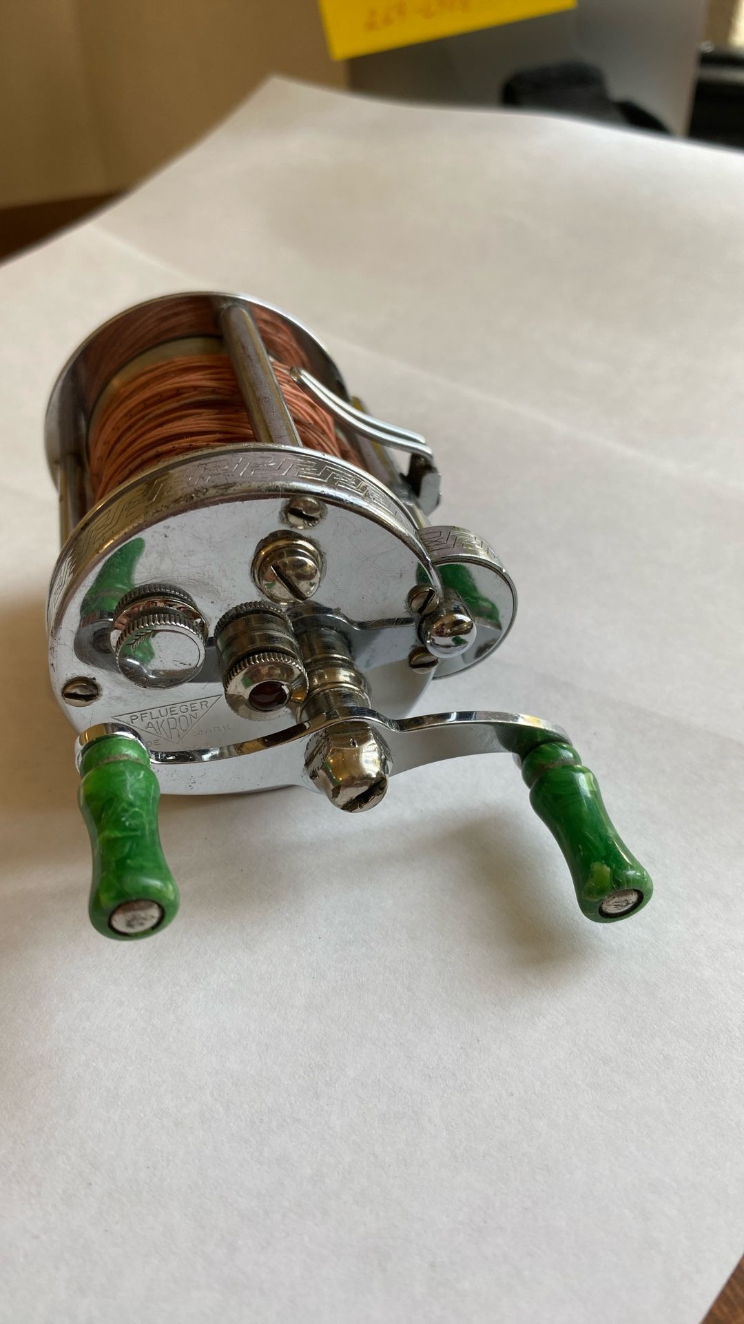 Old Pflueger Fishing Reel Casting Jeweled Orig. Line