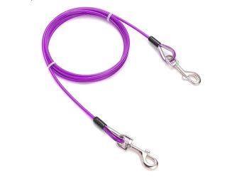 10ft Tie Out Cable for Dogs Galvanized Steel Wire Pet Leash with PVC Coating