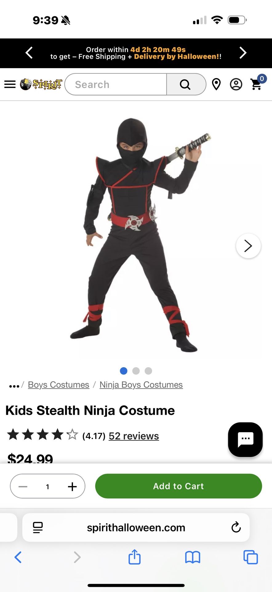 Kids Stealth Ninja Costume