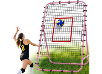 New -7x4 FT Volleyball Rebounder Net，Ultimate Training Equipment for Volleyball & Lacrosse，Enhanced Bouncing System for Volleying, Bumping, Spiking Dr