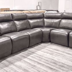 Wesley 6pc Italian Leather Sectional Sofa with ConsoleS