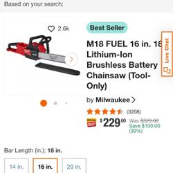 16inch Milwaukee Chainsaw 