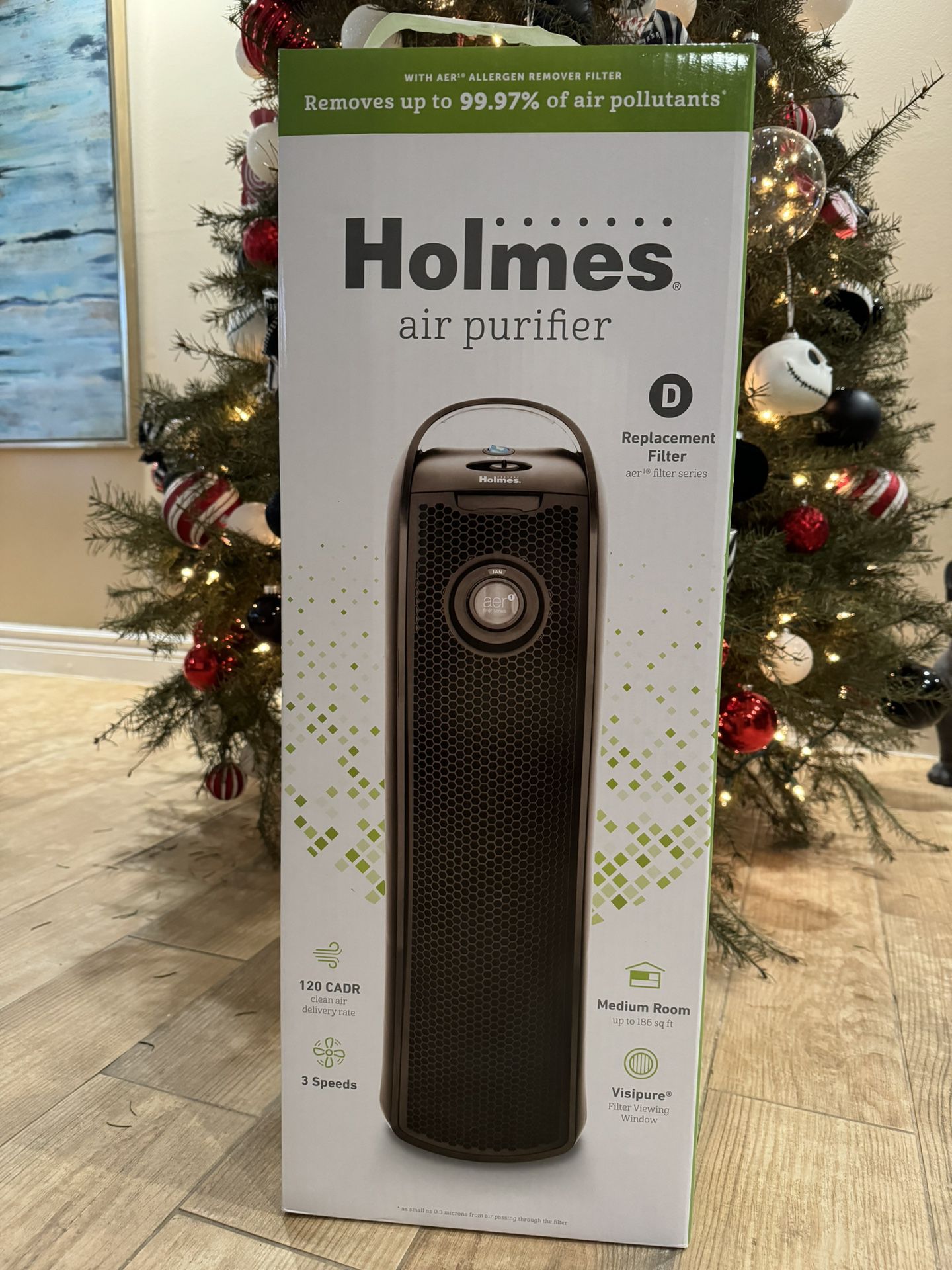  Holmes aer1 Tower True HEPA Air Purifier with Air Ionizer and Visipure Air Filter Viewing Window